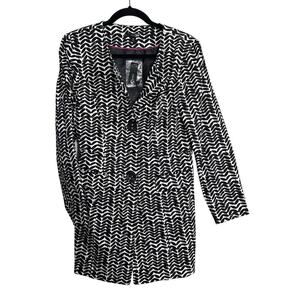 East 5th NWT Womens Coat Trench Lined Black White Medium Y2K Workwear Mom Coat